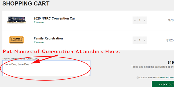 Where to place names of convention attenders
